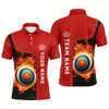 Goofygear Personalized Black Red Flaming Target Archery 3D Polo Shirts For Men, Custom Archery Team Jerseys