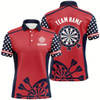 Goofygear Personalized Darts Red American Flag Custom Polo Shirt Patriotic Dart Jersey For Men