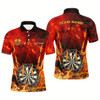 Goofygear Personalized 3D Darts Board On Fire Men Darts Polo Shirts Custom Name Flame Darts Shirts For Player