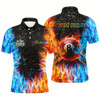 Goofygear Personalized Billiard Fire And Water 3D Printed Men Polo Shirts, Grunge 8 Ball Pool Shirts For Team