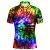 Goofygear Mens Golf Polo Shirt Custom Colorful Rainbow Black Tie Dye Men'S Golf Attire, Best Mens Golf Wear
