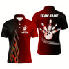 Goofygear Gradient Black Red Bowling League Jerseys Custom Men Bowling Polo Shirt, Gifts For Bowling Team Style 1