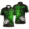 Goofygear 3D 8 Ball Pool Luckiest Shamrock Men Billiard Polo Shirts Customized St Patrick Day Billiard Shirts Style 2