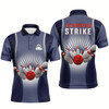 Goofygear I'M Going On Strike Bowling Custom Men Bowling Polo Shirts, Personalized Team Bowling Jerseys Blue