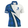 Goofygear Mens Golf Polo Shirts Custom Name Blue Argyle Pattern White Golf Ball Skin Mens Golf Wears