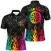 Goofygear Personalized Dartboard Colorful Fire Flame Darts Men Polo Shirts Custom Unique Darts Team Jersey