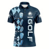 Goofygear Blue Argyle Pattern Golf Clubs Mens Golf Polo Shirts Custom Mens Golf Tops, Cool Golf Gifts