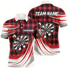 Goofygear Personalized Red Darts Board Plaid Pattern Men Darts Polo Shirts Custom Darts Team Jersey Attire