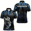Goofygear Black And Blue Lightning Thunder Lion Bowling Shirt For Men Custom Lion Bowling Team Jerseys Style 2