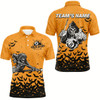 Goofygear Custom Name Orange Skeleton Billiard Polo Shirts For Men Best Halloween Billiard Gifts For Player