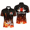 Goofygear Personalized Men Polo Bowling Shirt Flame Bowling Ball And Pins Short Sleeve Polo For Men Bowlers Style 2