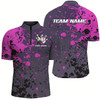 Goofygear Custom Purple Splatter Bowling Polo Shirts For Men, Custom Bowling Uniforms Bowling Jerseys