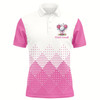 Goofygear White And Pink Argyle Plaid Pattern Men'S Custom Golf Shirts, Personalized Golf Gifts For Men