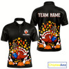 Goofygear Funny Turkey Bowling Shirts For Men, Autumn Leaf Thanksgiving Bowling Tournament Shirts Style 2