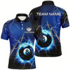 Goofygear Personalized Thunder Lighting Blue 8 Ball Billiards Polo Shirts For Men Custom 8 Ball Pool Jerseys