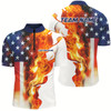 Goofygear Fire American Flag Custom Patriotic Bowling Shirts For Men, Flame Us Bowling Shirt Style 3