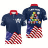 Goofygear Personalized Patriotic Waving Flag Billiards Polo Shirts For Men, Custom Billiard Balls Jerseys