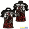 Goofygear Death Skeleton 8 Ball Pool Roses Billiard Shirt For Men Custom Funny Pool Team Shirt Design Red