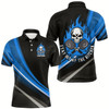 Goofygear Custom Skull Men'S Pickleball Polo Shirts, "Stay Out Of The Kitchen" Pickleball Attire Blue