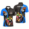Goofygear Personalized Customized Fire And Water 8 Ball Pool Billiard Balls Blue Polo Shirts For Men