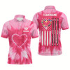 Goofygear Personalized Pink Tie Dye Heart Us Flag Men Billiard Shirts, Billiard Valentines Day Shirt Gifts