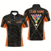 Goofygear Personalized Orange Grey Camouflage 8 Ball Billiard 3D Polo Shirts For Men, Custom Billiards Jerseys