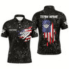 Goofygear Personalzied Us Flag 8 Ball Pool Black Grunge 3D Polo Shirts For Men, Custom Billiards Jerseys