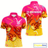 Goofygear Flames In Vibrant Pink & Yellow Darts Funny Shirt For Men - Custom Team Name