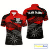 Goofygear Personalized Dart Shirt For Men Red Grunge Texture & Black Dartboard, Darts Jersey