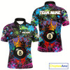 Goofygear Funny 8 Ball Crown Colorful Paint Splash Custom Billiard Shirt For Men, Billiard Team Jerseys