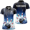 Goofygear Black And Blue Custom Bowling Team Shirts For Men, Striking Bowling Jerseys Style 1
