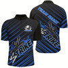 Goofygear Custom Black And Blue Flame Strike Bowling Shirts For Men, Bowling League Bowling Uniform