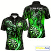 Goofygear Personalized Skull & Dragon Darts Shirt For Men Custom Lightning Dartboard Team Jersey Green