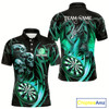 Goofygear Personalized Skull & Dragon Darts Shirt For Men Custom Lightning Dartboard Team Jersey Turquoise
