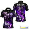Goofygear Personalized Skull & Dragon Darts Shirt For Men Custom Lightning Dartboard Team Jersey Purple