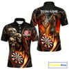 Goofygear Personalized Skull & Dragon Darts Shirt For Men Custom Lightning Dartboard Team Jersey Orange