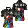 Goofygear Personalized Colorful Skull Fire Billiard Shirts For Men Custom 8 Ball Pattern Billiard Jerseys
