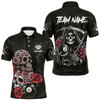 Goofygear Personalized Red Funny Skull Roses 8 Ball Billiard Shirts For Men Custom Pool Team Shirts Designs
