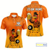 Goofygear Orange Funny Turkey 8 Ball Pool Billiard Shirt For Men Custom Thanksgiving Billiard Jersey