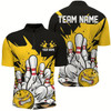 Goofygear Black And Yellow Custom Funny Bowling Shirts For Men, Angry Bowling Ball Bowling Team Uniform
