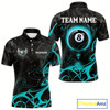 Goofygear Personalized Black & Turquoise 8 Ball Wings Billiard Shirt For Men Custom Tribal Pool Team Jersey