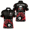 Goofygear Black And Red 8 Ball Pool And Roses Custom Skull Billiard Shirts For Men, Unique Billiard Jerseys