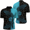 Goofygear Black And Teal Blue Custom Bowling Ball And Wings Bowling Shirts For Men, Bowling Team Uniform