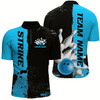 Goofygear Black And Blue Strike Bowling Team Shirts For Men , Custom Bowling Jerseys For Bowlers Style 1