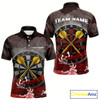 Goofygear Scarlet Ocean With Golden Arrows - Men'S Darts Team Shirt - Custom Name For Players