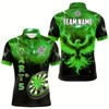 Goofygear Personalized Lightning Thunder Custom Flaming Phoenix Dart Shirts For Men, Dart Jerseys Green