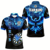 Goofygear Personalized Lightning Thunder Custom Flaming Phoenix Dart Shirts For Men, Dart Jerseys Blue
