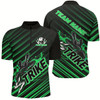 Goofygear Custom Black And Green Flame Strike Bowling Shirts For Men, Bowling League Bowling Uniform
