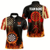 Goofygear Personalized Retro Us Flag Flame Dartboard Darts Shirts For Men, Patriotic American Dart Jerseys Style 2