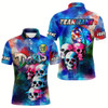 Goofygear Funny Colorful Neon Graffiti Skull Dart Shirts For Men Custom Dart Jerseys, Best Darts Clothing